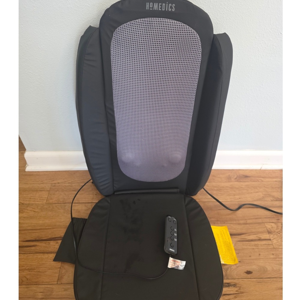 HoMedics Shiatsu Back Massager w Heat SBM-215H Black Gray Chair Cushion‎ Remote